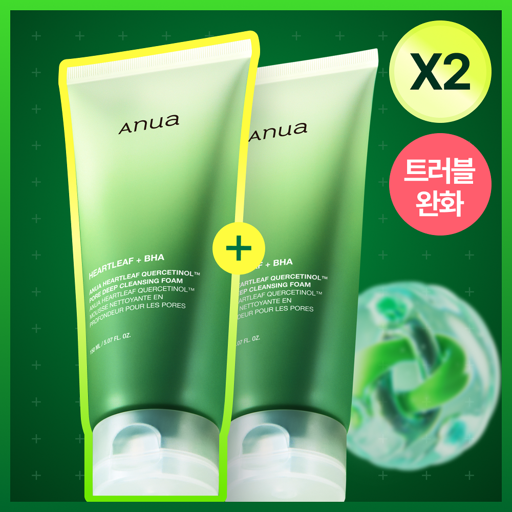 Anua Heartleaf Quercetinol Pore Deep Cleansing Foam Set 150ml × 2