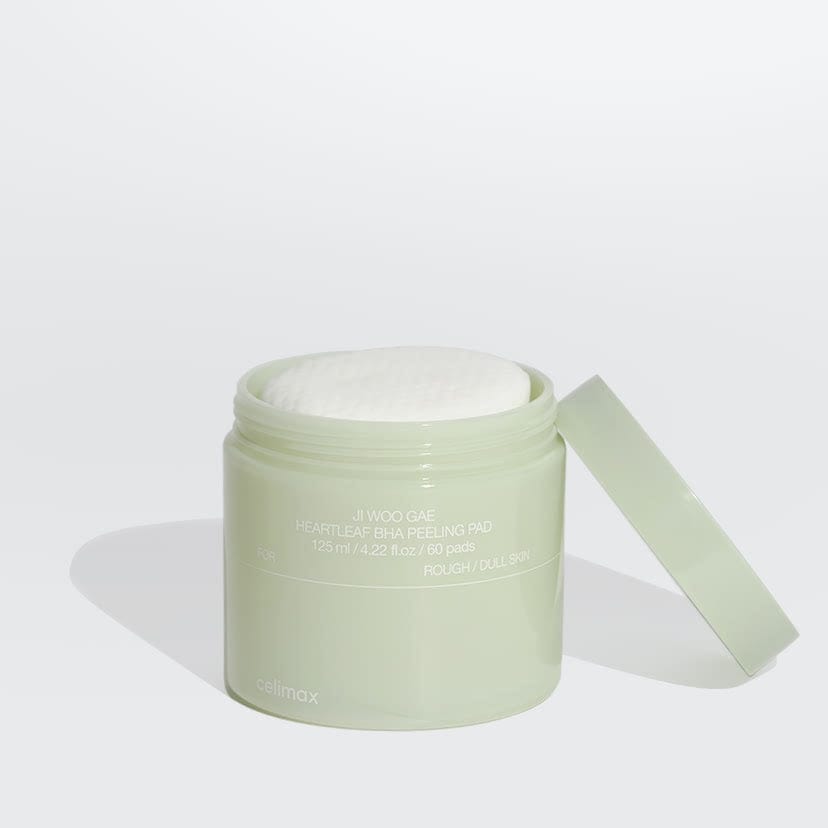 Celimax Ji Woo Gae Heartleaf BHA Peeling Pad 60 pads 125ml tub — authentic Korean exfoliating toner pads available in Pakistan